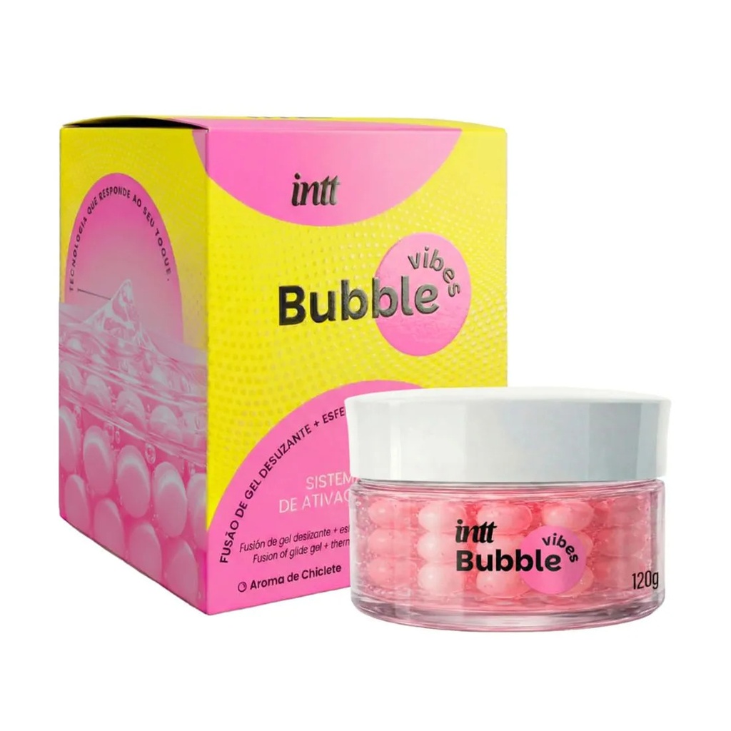 BUBBLE VIBES 3 EM 1 LUBRIFICANTE E EXCITANTE COM ESFERAS E JAMBU 120G - INTT