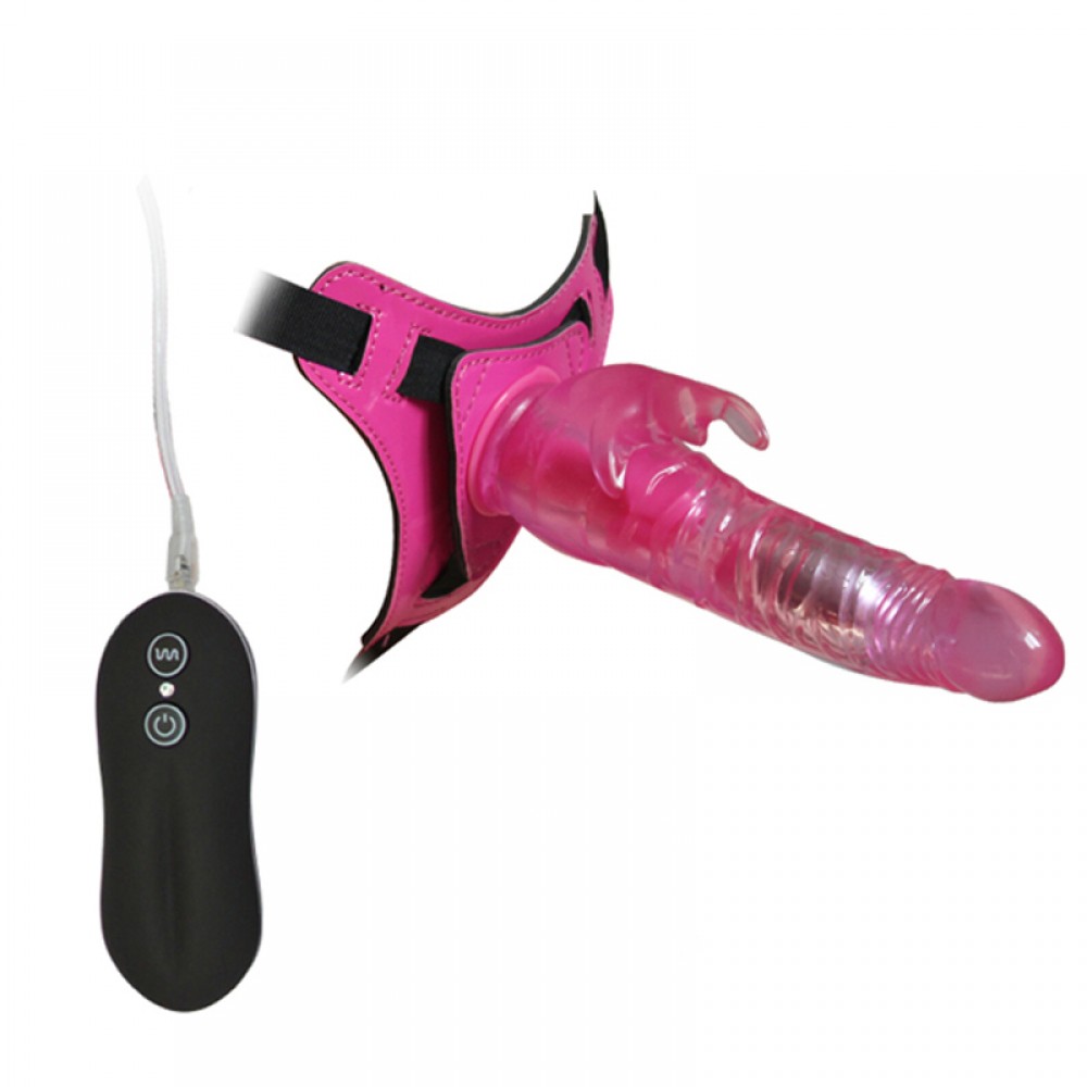 CINPA PENIANA COM VIBRADOR E ESTIMUALDOR DE CLITÓRIS HARNESS RABBIT DONG - CT013