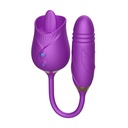 VIBRADOR DUPLO FORMATO DE ROSA COM LÍNGUA E PENETRADOR COM MOVIMENTO DE VAI E VEM - IMPORTAÇÃO VB124