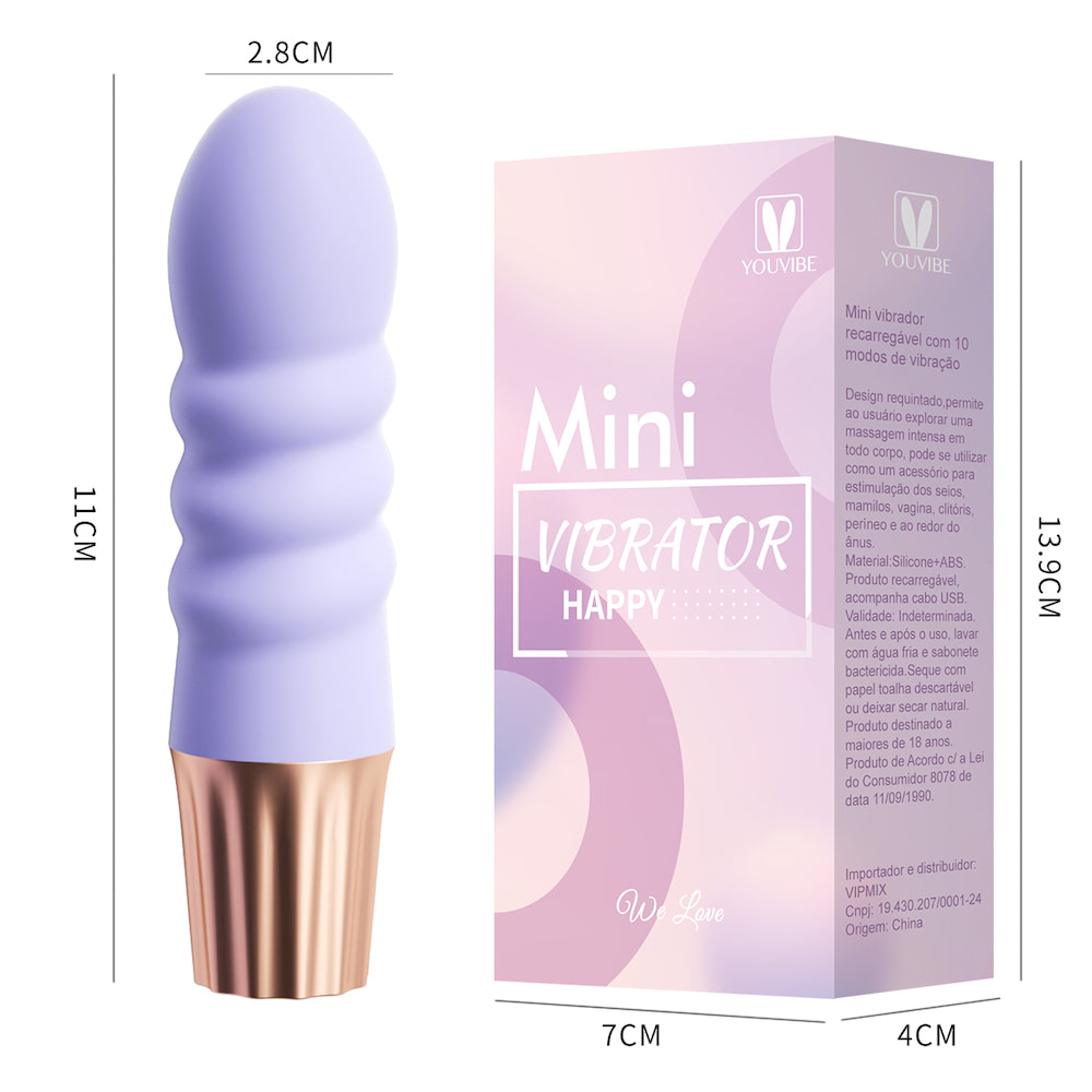 MINI VIBRADOR RECARREGÁVEL COM 10 MODOS DE VIBRAÇÃO - IMPORTAÇÃO