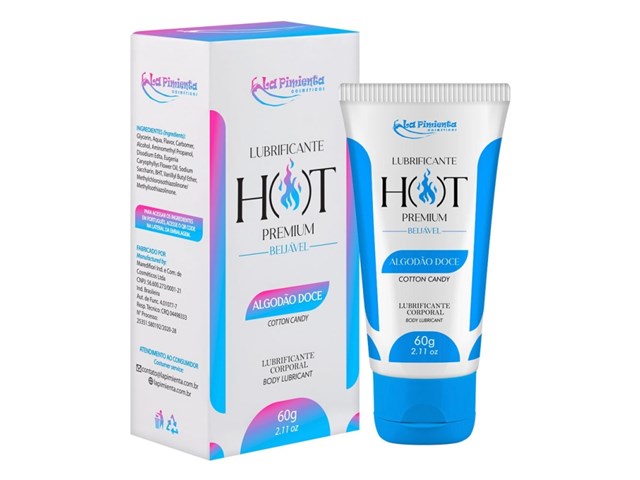 LUBRIFICANTE HOT PREMIUM BEIJÁVEL ALGODÃO DOCE 60G - LA PIMIENTA