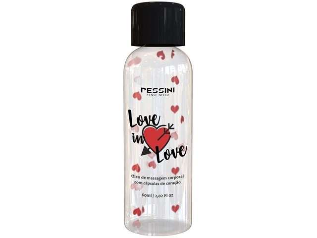 LOVE IN LOVE ÓLEO DE MASSAGEM CORPORAL COM CÁPSULAS DE CORAÇÃO 60ML - PESSINI