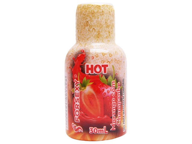 MORANGO COM CHAMPANHE HOT GEL COMESTÍVEL 30ML - FORSEXY