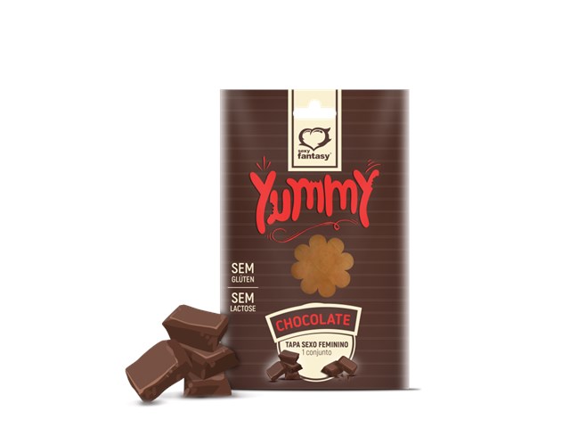 YUMMY TAPA SEXO COMESTÍVEL CHOCOLATE 1 CONJUNTO 1 PAR PARA SEIOS E 1 UNIDADE PARA VIRILHA - SEXY FANTASY