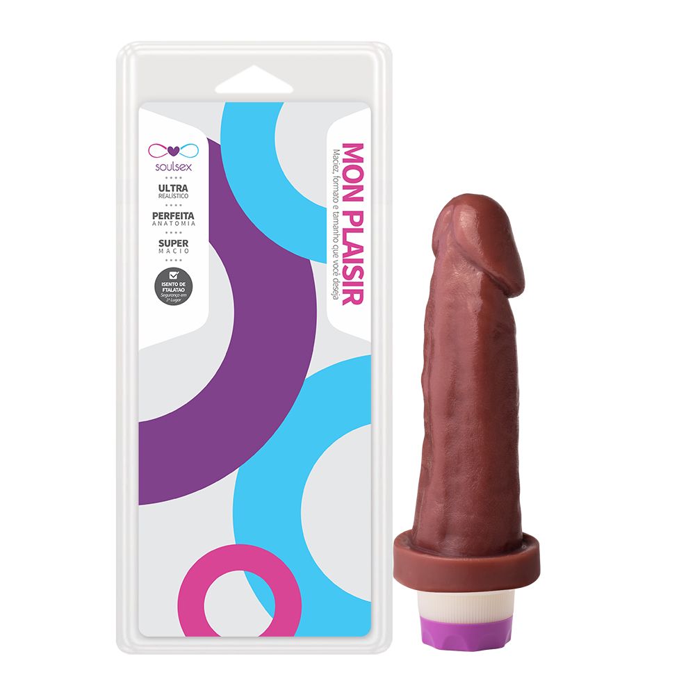 PRÓTESE COM VIBRO INTERNO 17 X 3,5 CM CHOCOLATE - SOULSEX SS007VCH