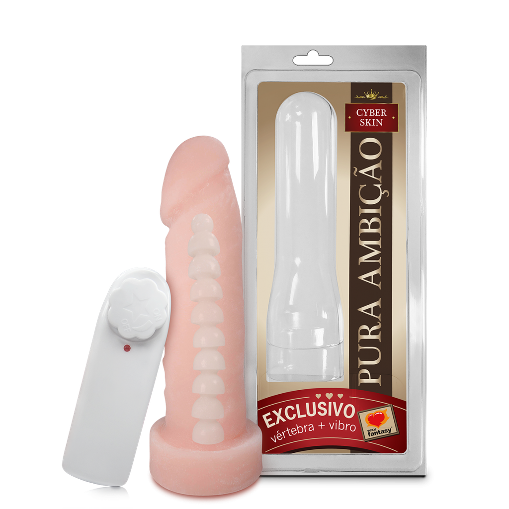 PRÓTESE EM CYBERSKIN COM VERTEBRA E COM VIBRO EXTERNOMULTIVELOCIDADE 18X5CM - SEXY FANTASY 301