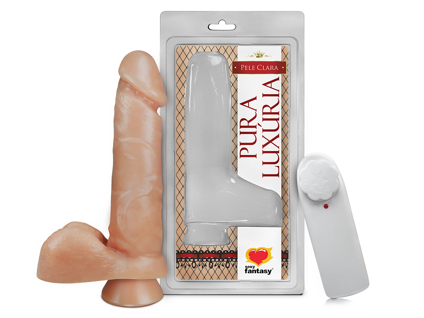 PRÓTESE COM VIBRO EXTERNO E SACO 16X3,5CM SEXY FANTASY - PV024