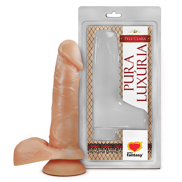 PRÓTESE REALÍSTICA SEM VIBRO COM SACO E VENTOSA BEGE 16X3,5CM - SEXY FANTASY PV008