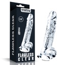 FLAWLESS CLEAR PÊNIS REALÍSTICO COM ESCROTO E VENTOSA EM JELLY 19X3,5CM - IMPORTAÇÃO PE096