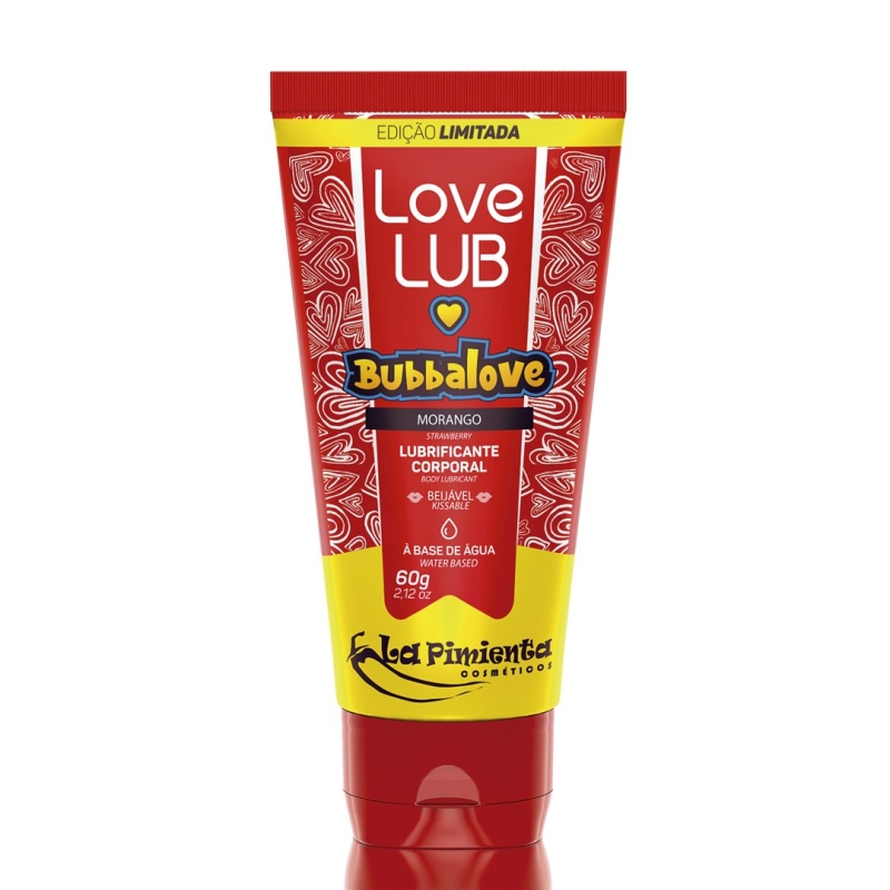 LOVE LUB BUBBALOVE MORANGO LUBRIFICANTE BEIJÁVEL 60G - LA PIMIENTA