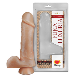 [000663] PRÓTESE REALÍSTICA SEM VIBRO COM SACO E VENTOSA BEGE 18X4,4CM - SEXY FANTASY PV010