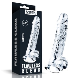 [000866] FLAWLESS CLEAR PÊNIS REALÍSTICO COM ESCROTO E VENTOSA EM JELLY 19X3,5CM - IMPORTAÇÃO PE096